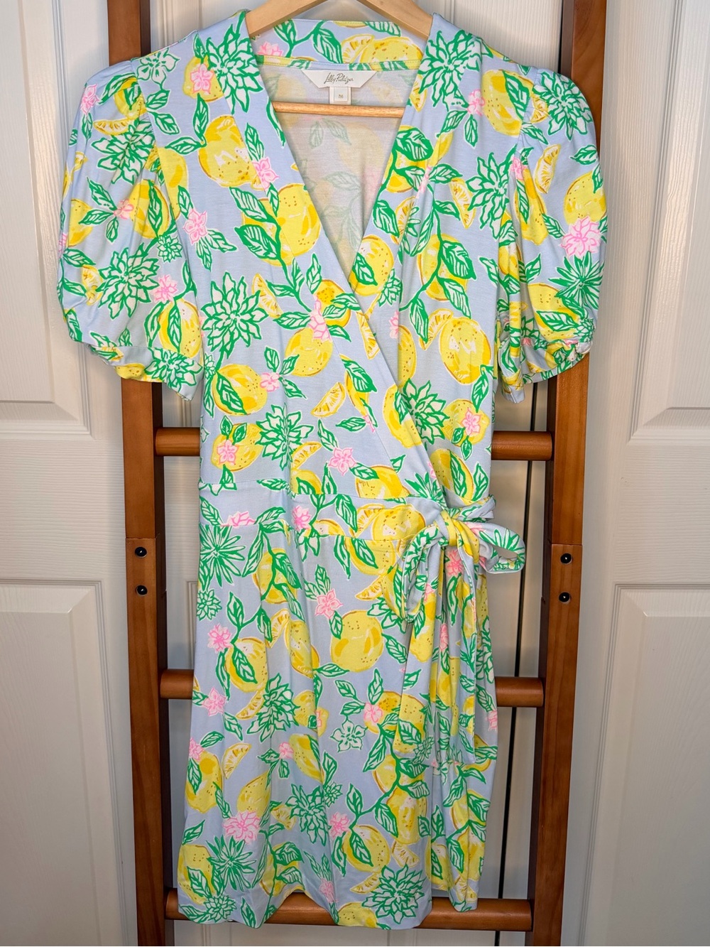 Lilly Pulitzer Sailynn Romper Bluette Make Lemonade Lemon Wrap Skort M - Picture 2 of 11